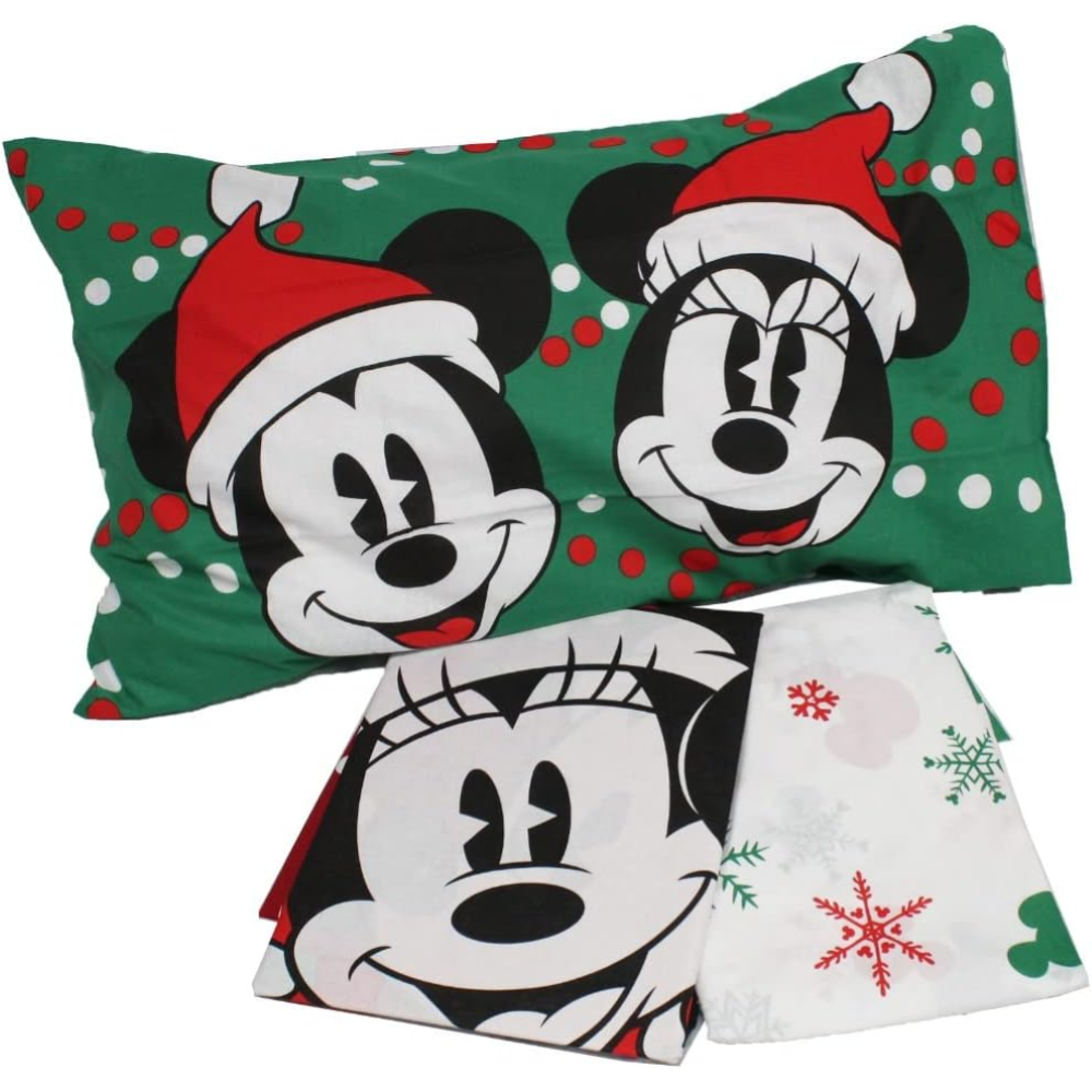 Completo lenzuola minnie e topolino natale letto singolo