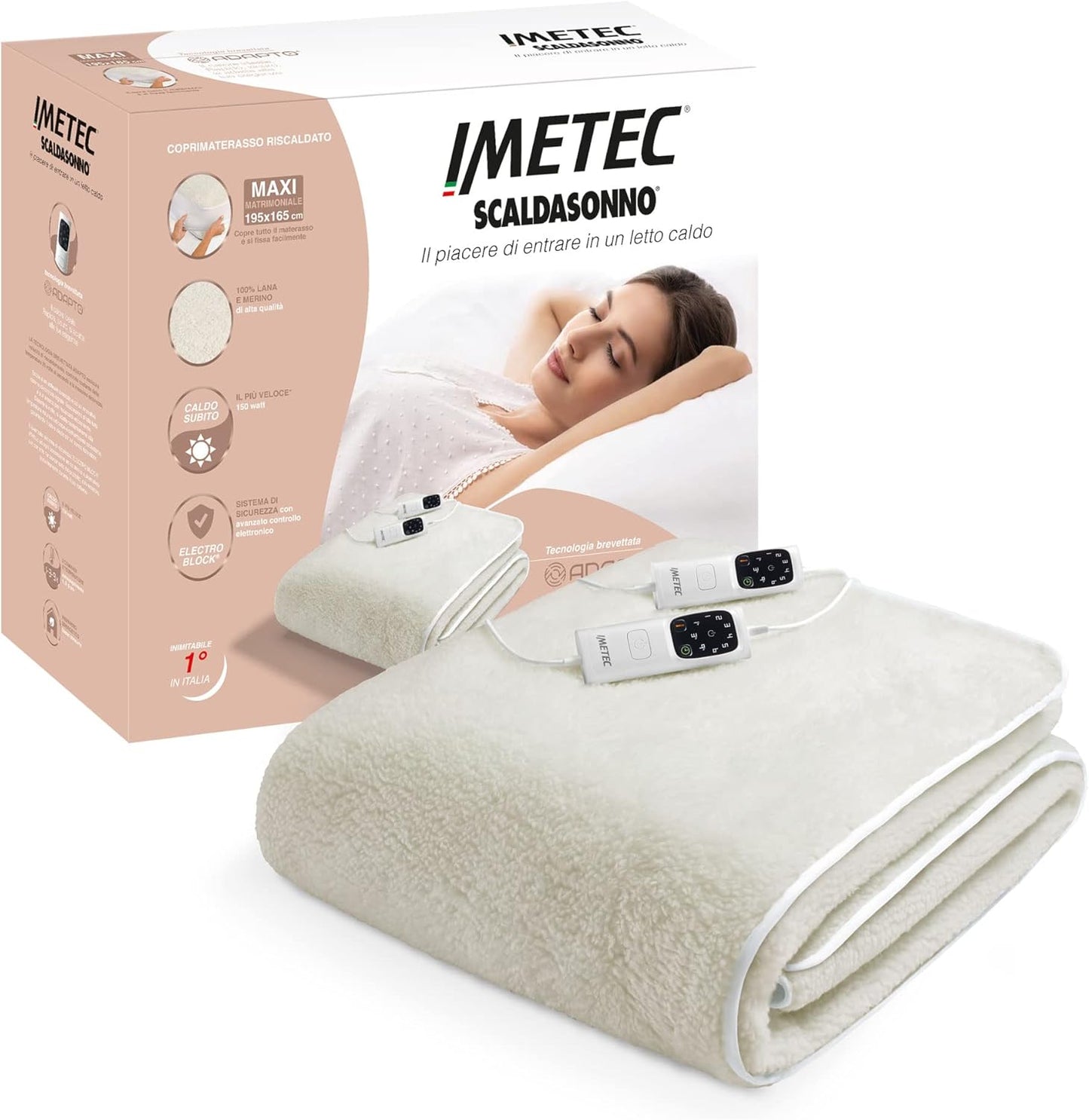 Scaldasonno Adapto Maxi 100% Lana e Merino Matrimoniale Imetec