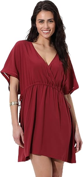 Lovable Copricostume Caftano con Scollo a V in Viscosa Spiaggia Mare Vacanza Beachwear Donna L0EPW