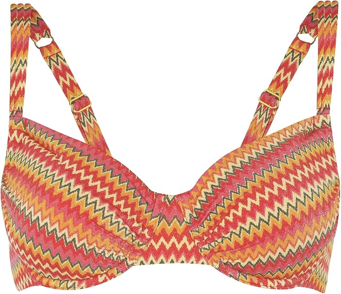 Lovable Parte Alta del Costume Reggiseno Bikini con Ferretto in Microfibra Lurex Coppe Arricciate, Spalline Regolabili, Interno Foderato L0EMR