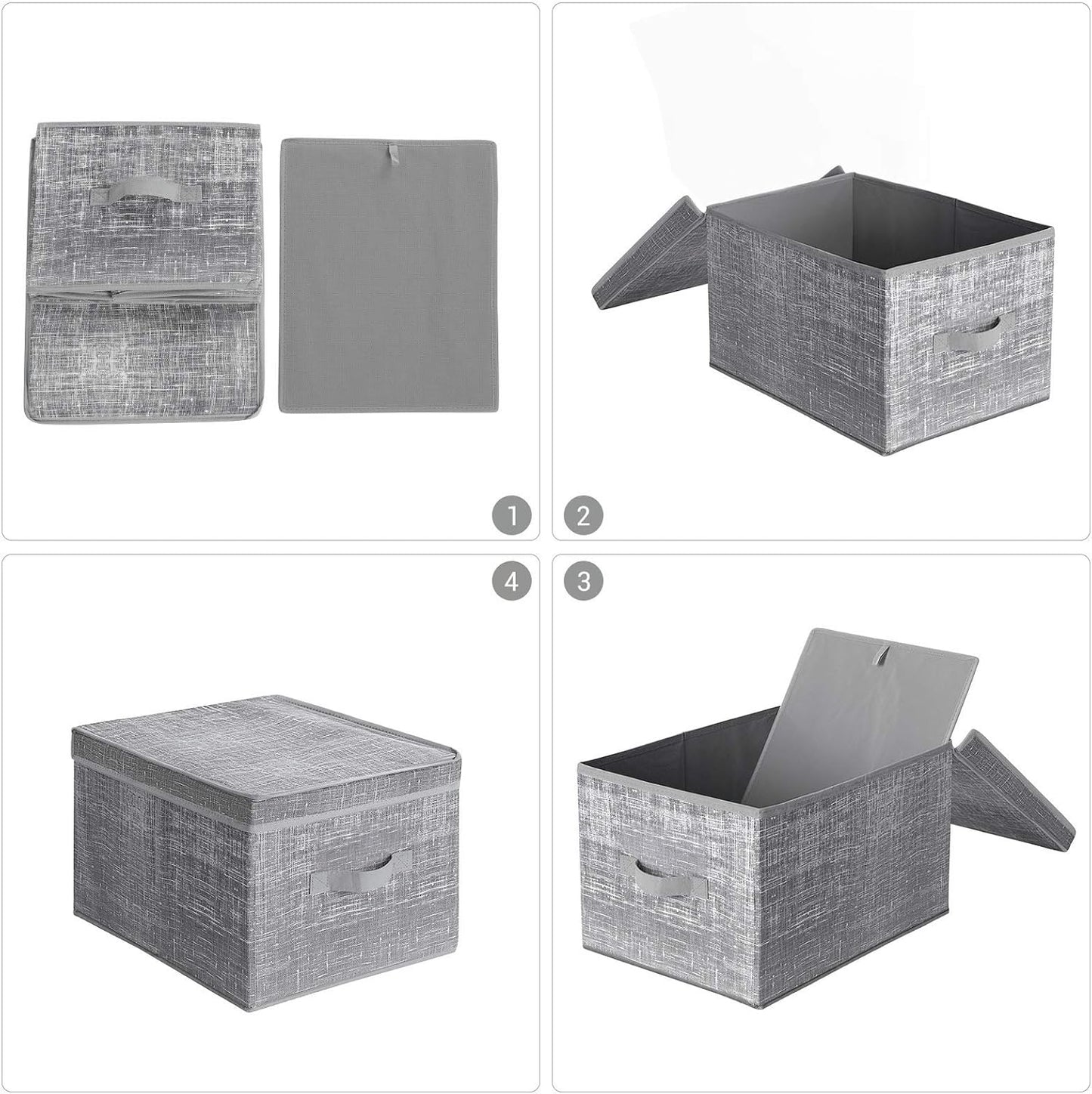 Reliable Portaoggetti Pieghevole con Coperchio, Contenitore in Tessuto con Portaetichetta, Organizzatore, 30 x 40 x 25 cm