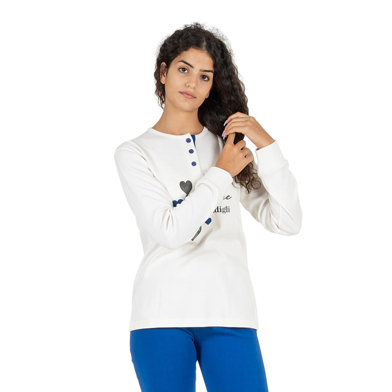 Pigiama donna caldo cotone Amore & Sbadigli DCC-227