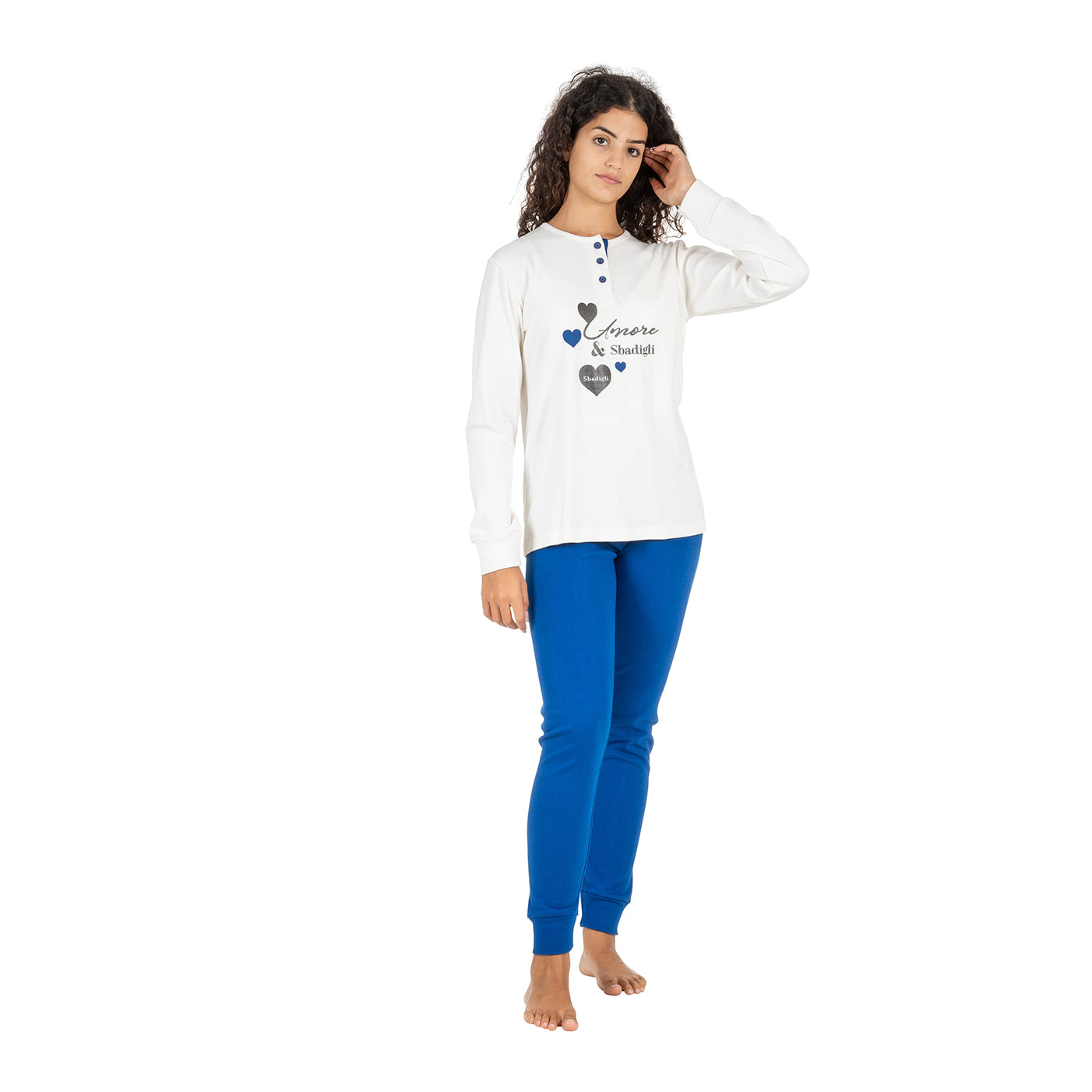 Pigiama donna caldo cotone Amore & Sbadigli DCC-227