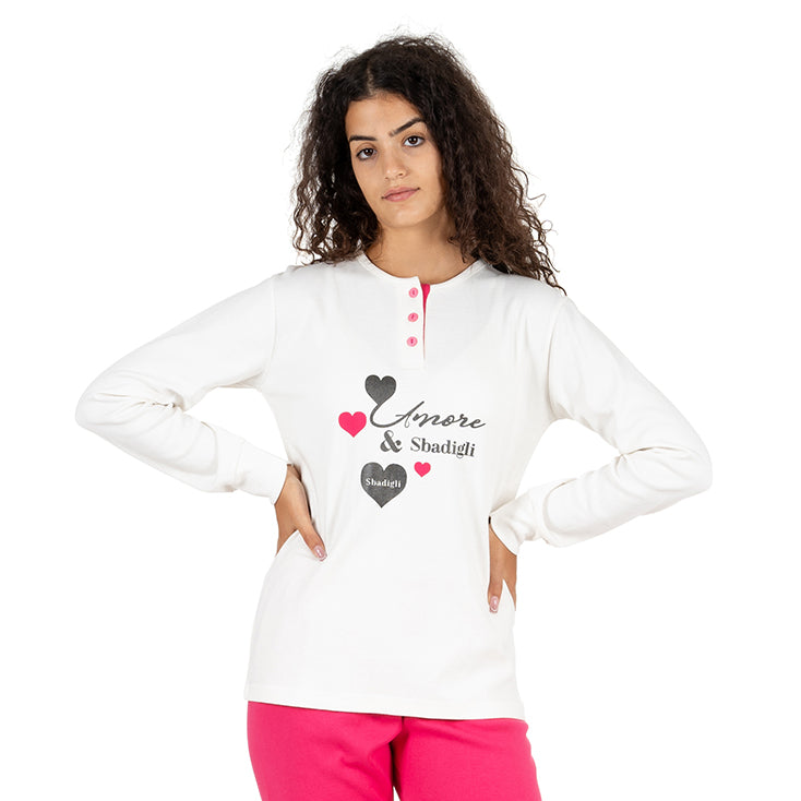 Pigiama donna caldo cotone Amore & Sbadigli DCC-227