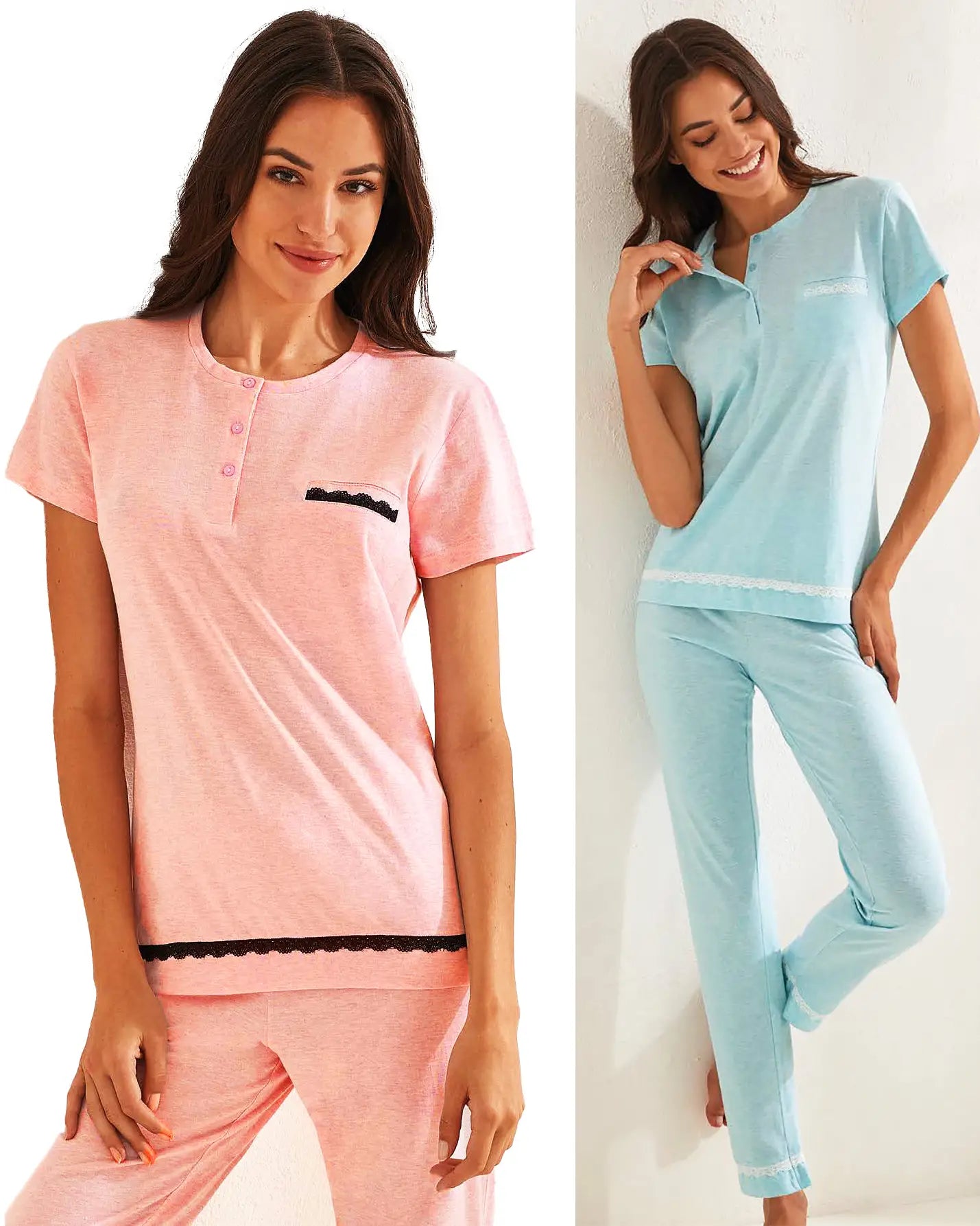 Il Granchio Pigiama Donna Mezza Manica e Pantalone Lungo 5096