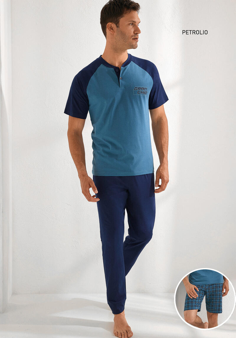 Il Granchio Pigiama Uomo in Cotone GP1120