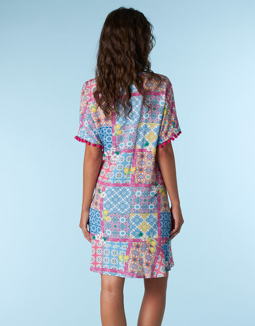 Lovable Caftano scollo a V, stampa maiolica limoni L0DUI