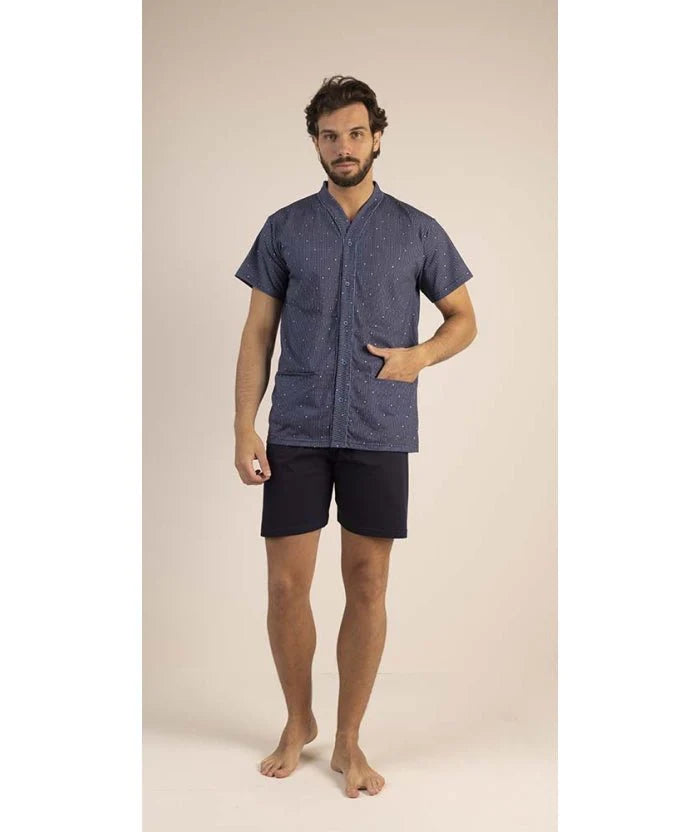 Gary Pigiama uomo aperto mezza manica pantalone corto 100% Cotone 6243