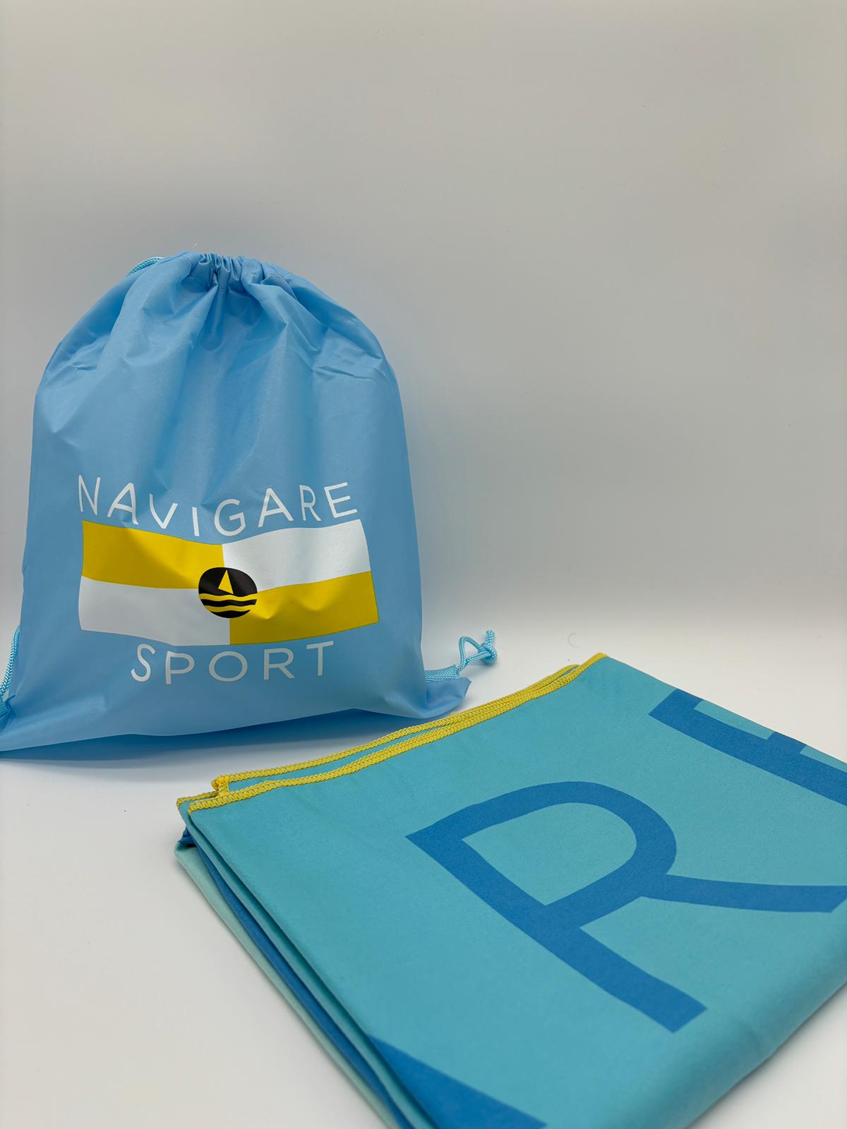 Telo mare microfibra Navigare Sport con sacca
