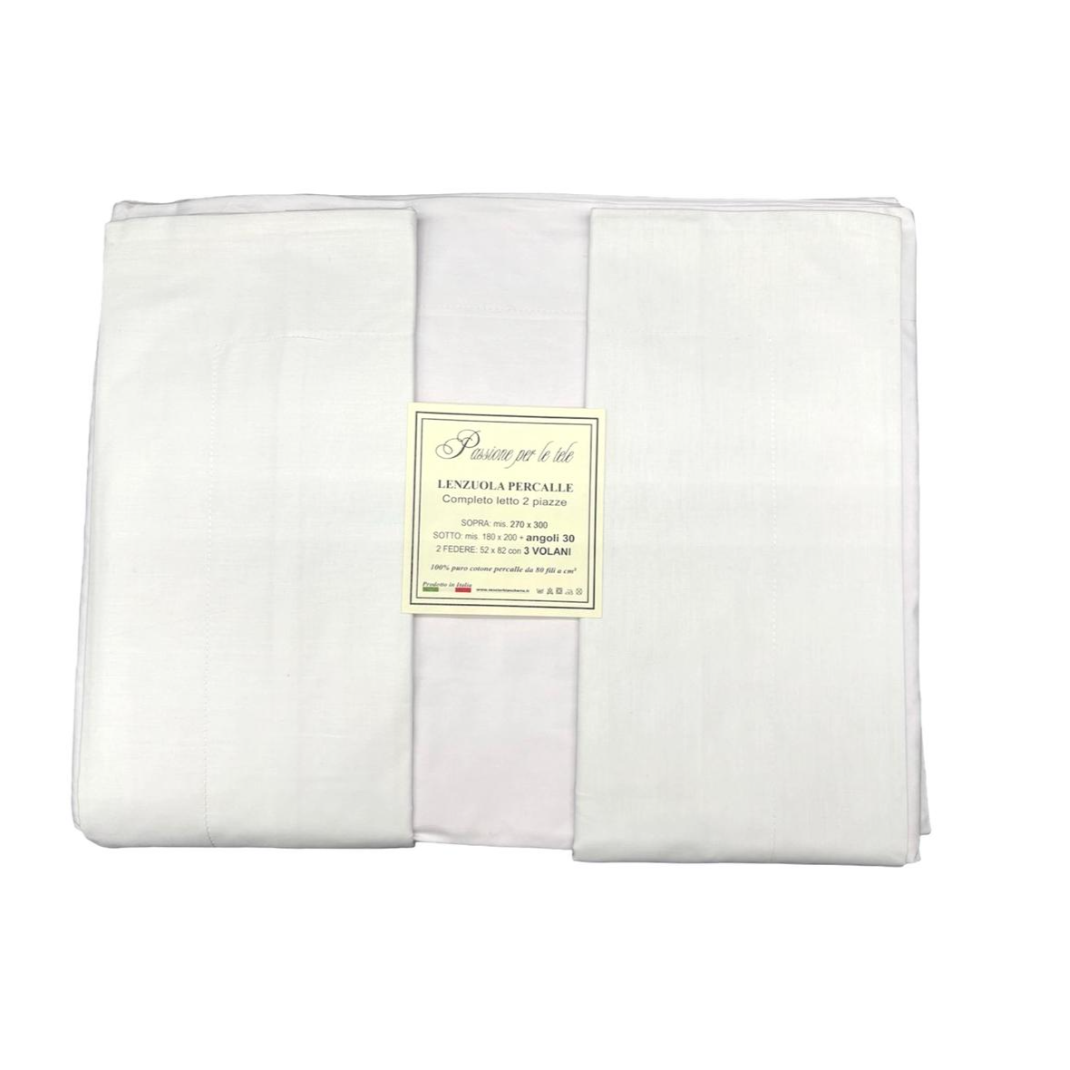 Completo letto matrimoniale cotone percalle - Tessier Home