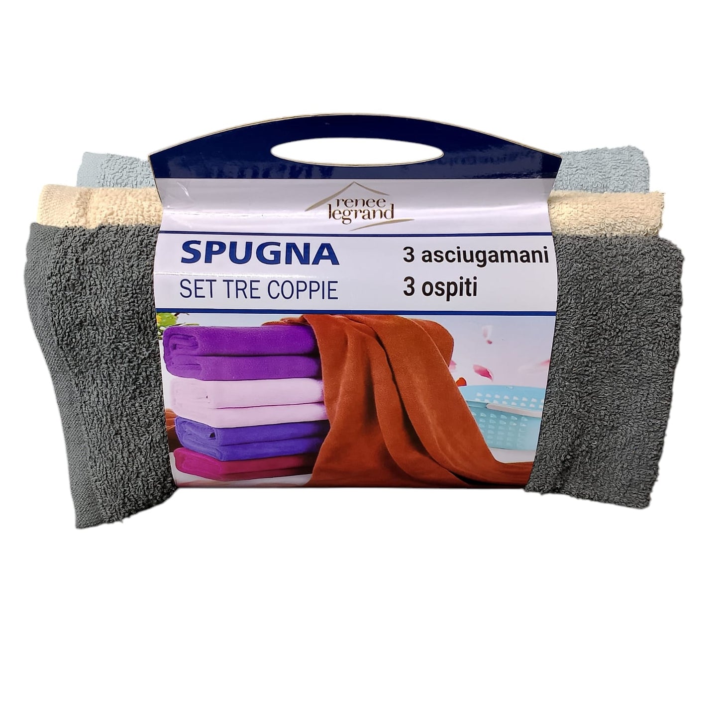 Renee Legrand Set Spugna 3 coppie asciugamani + ospite