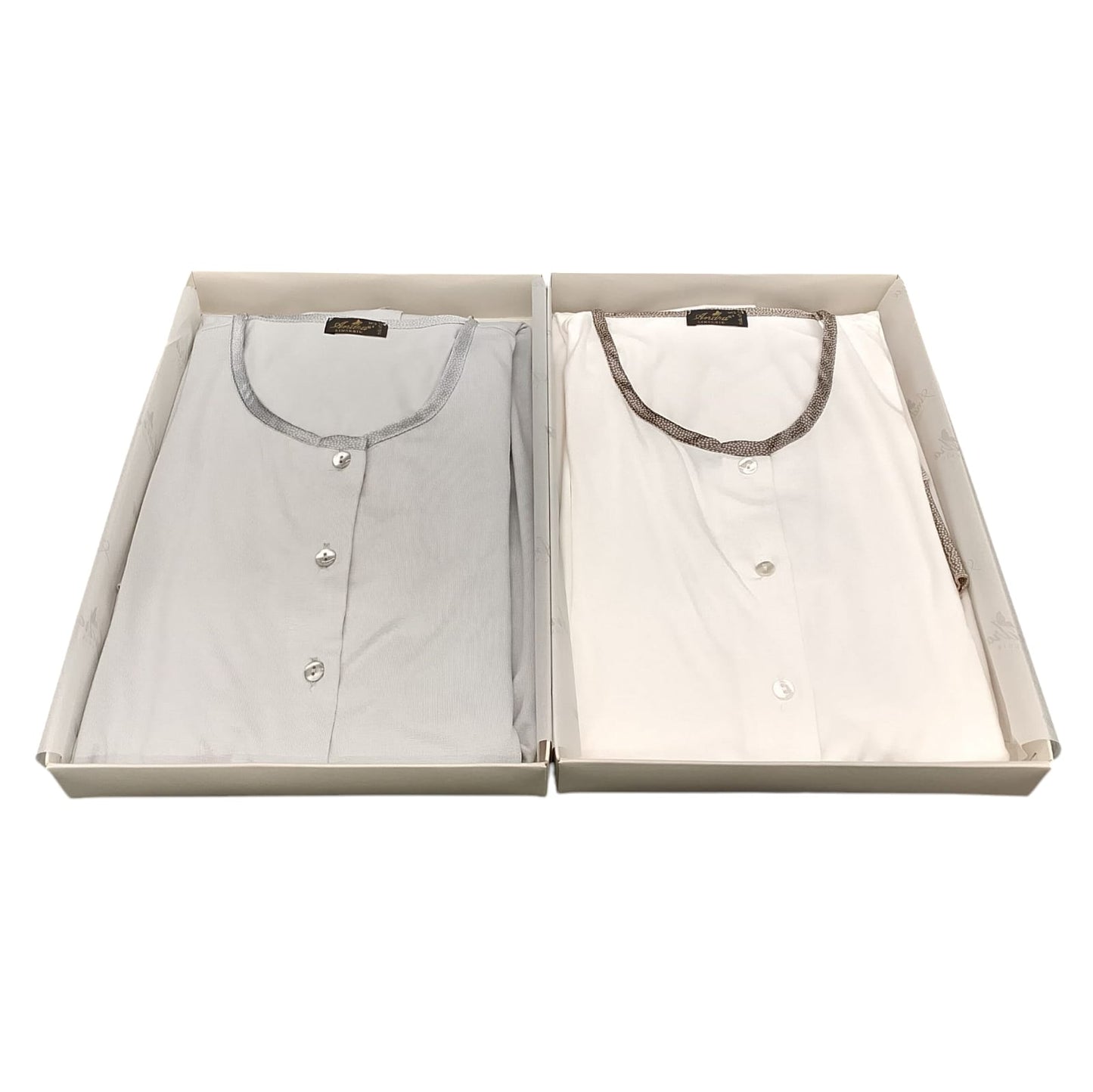 Andra Camicia da notte donna manica corta aperta davanti 7412