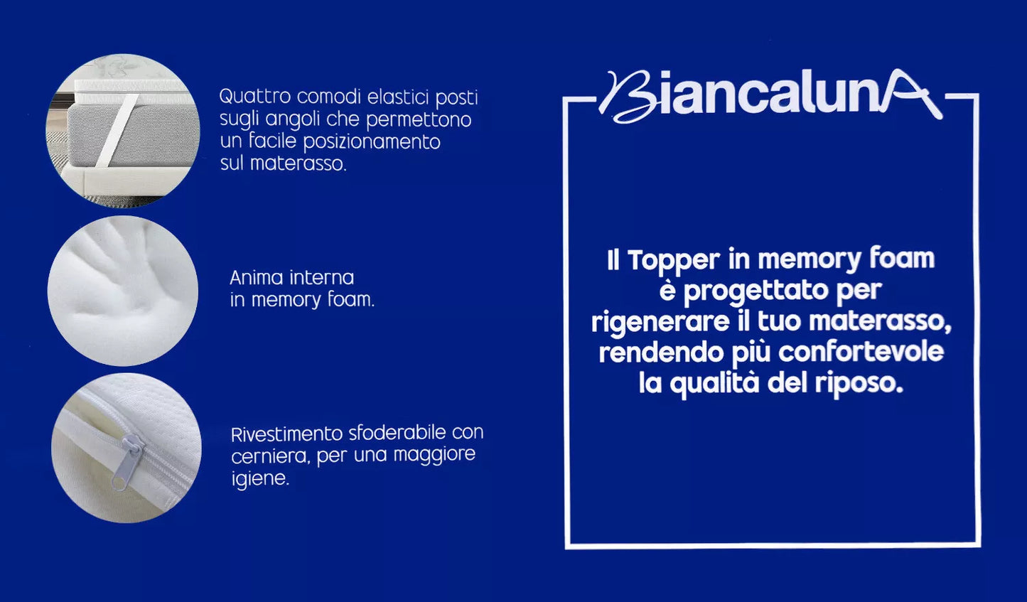 Biancaluna Topper Piazza e mezza in memory foam