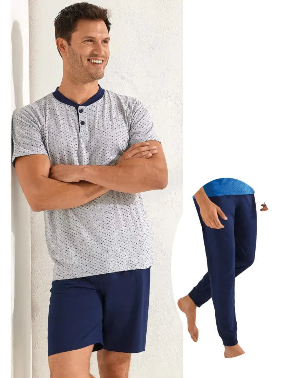 Il Granchio Pigiama Uomo 3 Pezzi Calibrato in Cotone GP1118/TC