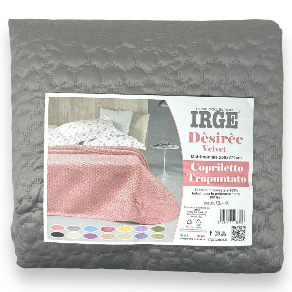 Irge Copriletto Trapuntato Matrimoniale Velvet - Desiree'