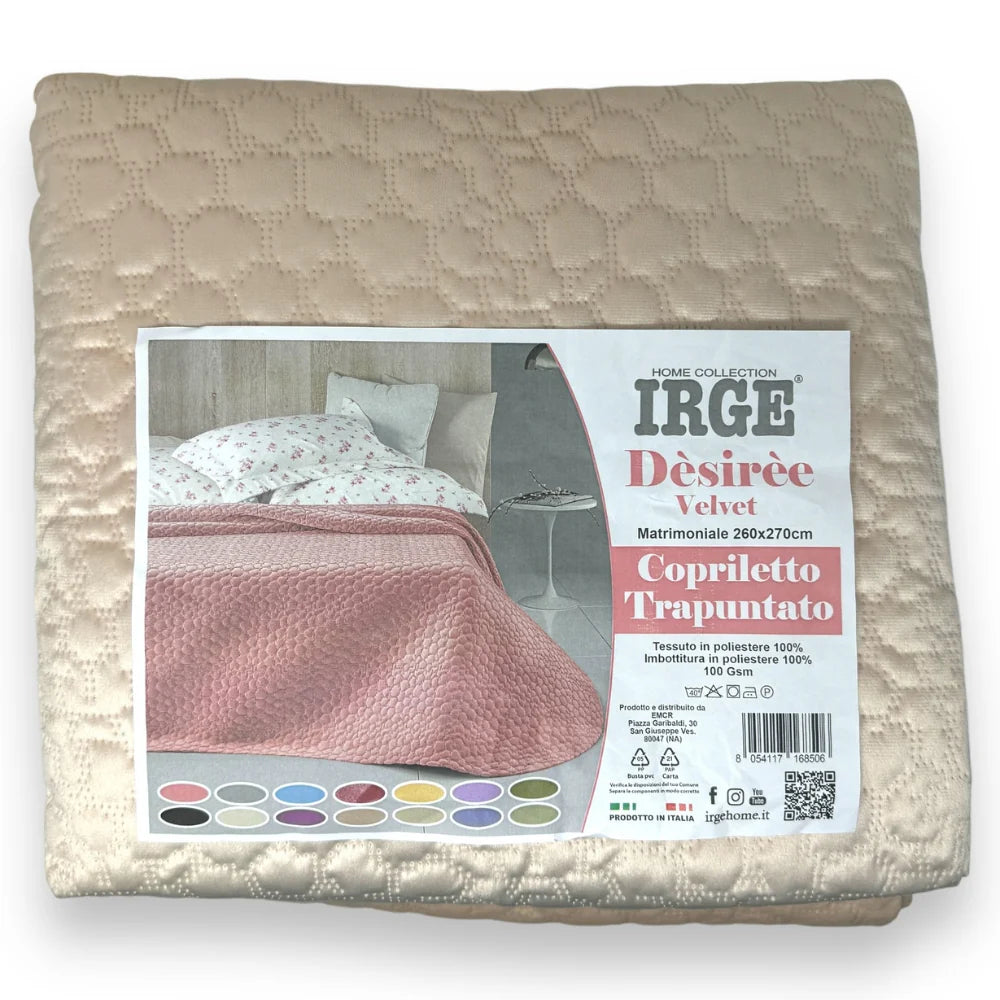 Irge Copriletto Trapuntato Matrimoniale Velvet - Desiree'