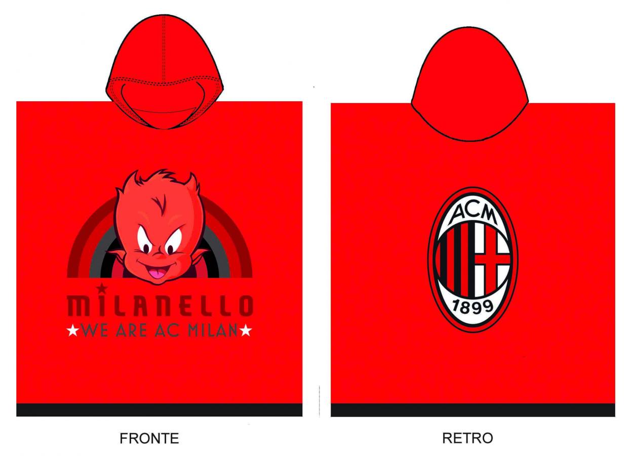 Accappatoio poncho bimbo UFFICIALE MILAN in microspugna