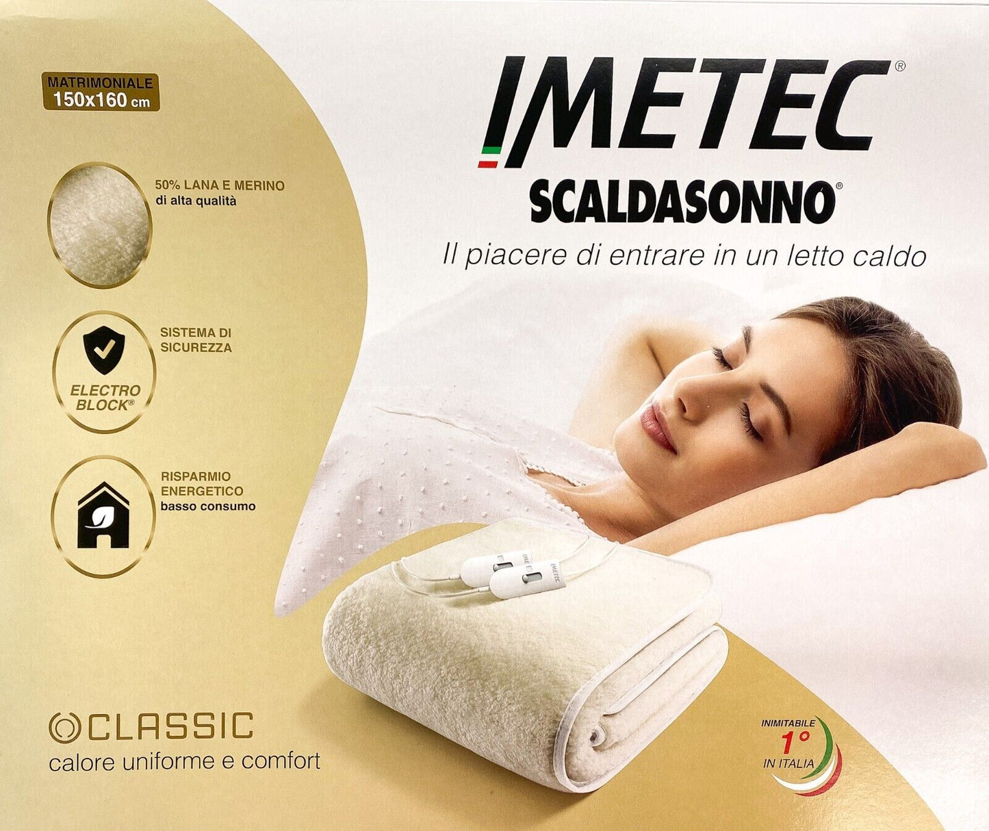 Imetec Scaldasonno Classic singolo lana e merino