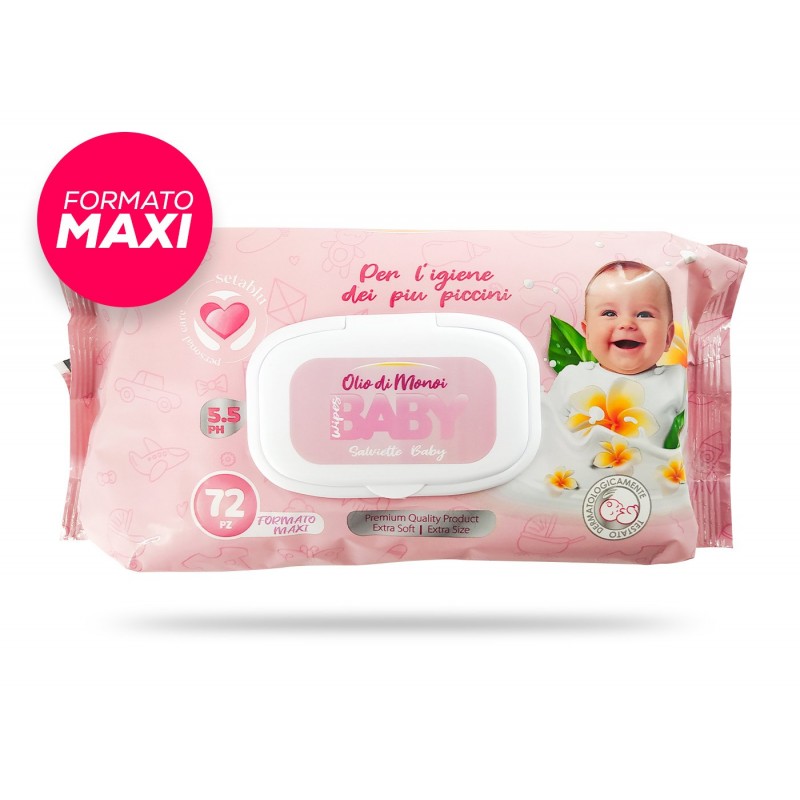Setablu Salviette Baby Olio di Monoi 72 Pz XXL