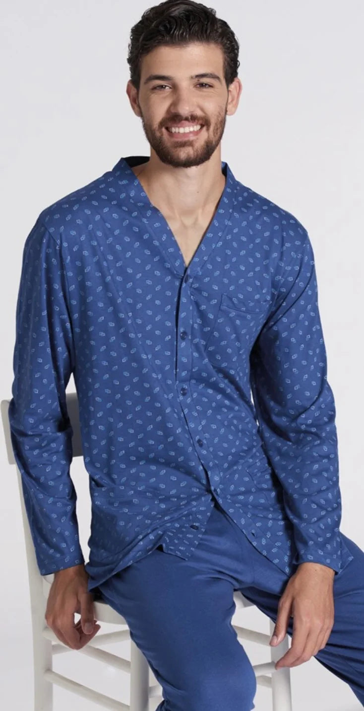 Vanuè Pigiama uomo aperto con Bottoni 100% Cotone VS0202