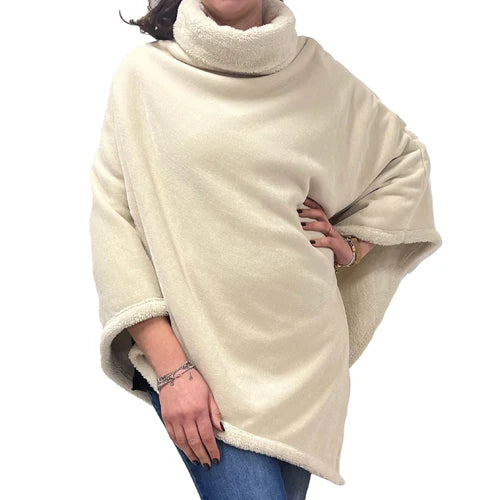 Aury Poncho collo alto con Sherpa