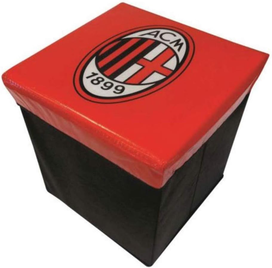 AC Milan Pouf Contenitore, Rosso, 31x31x33 cm