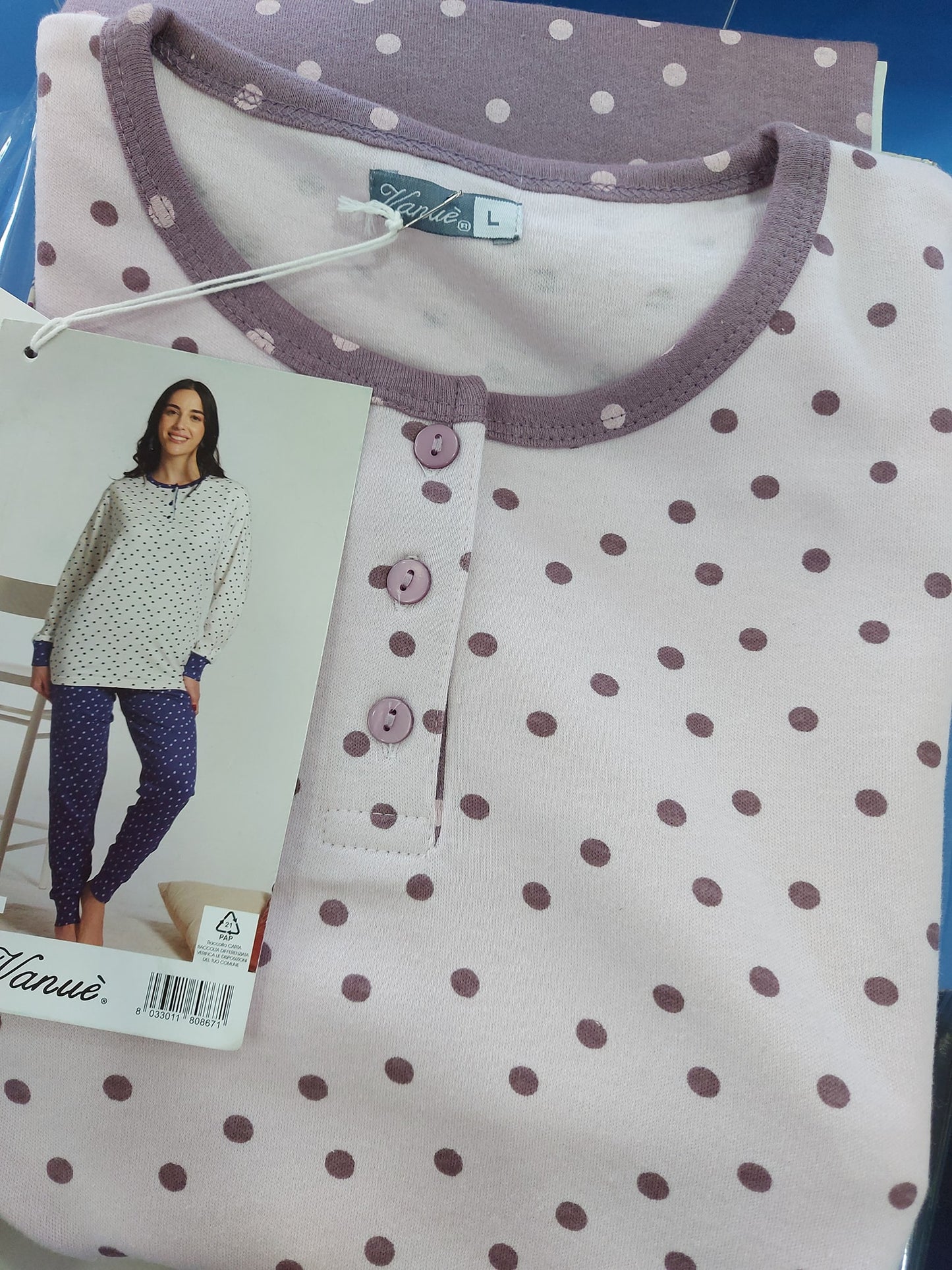 Vanue' Pigiama Donna Serafino In Caldo Cotone VS0649