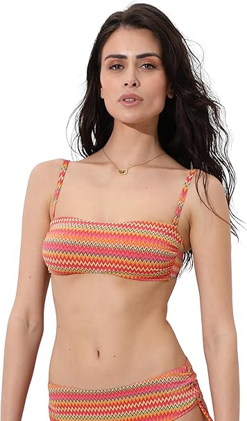Lovable Parte Alta del Costume Reggiseno Bikini Bandeau con Ferretto in Microfibra Lurex Coppe Imbottite, Spalline Removibili, a Fascia L0EMS