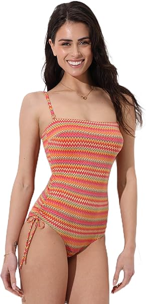 Lovable Costume da Bagno Intero in Microfibra Lurex | Senza Ferretto e Imbottitura Estraibile | Coulisse Regolabile sui Fianchi | Moda Mare Printed Lurex Donna L0ENG