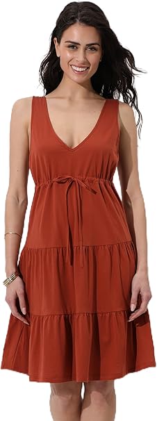 Lovable Copricostume in 100% Cotone Abitino Senza Maniche con Scollo a V Beachwear Traspirante L0D5R