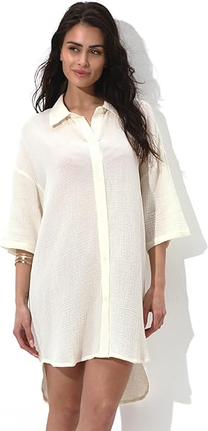 Lovable Copricostume con Manica a 3/4 Vestito Spiaggia Mare Vacanza Beachwear Donna L0EPT