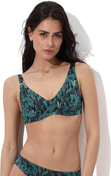 Lovable Parte Alta del Costume Donna Reggiseno con Ferretto e Coppe con Apice Alto in Microfibra | Modellazione e Sostegno del Seno | Contemporary Printed L0ELZ