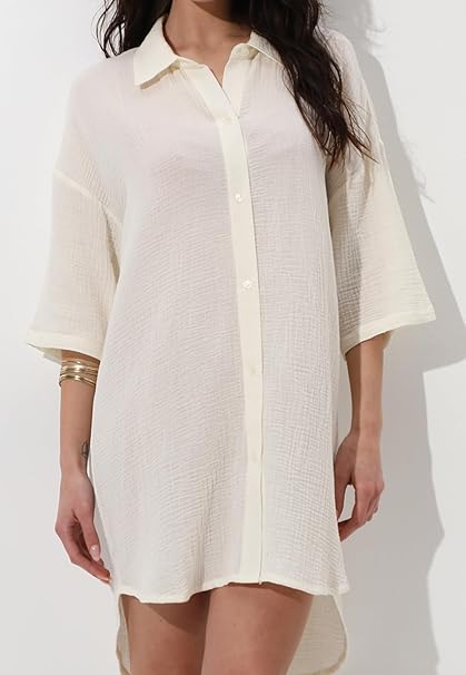 Lovable Copricostume con Manica a 3/4 Vestito Spiaggia Mare Vacanza Beachwear Donna L0EPT