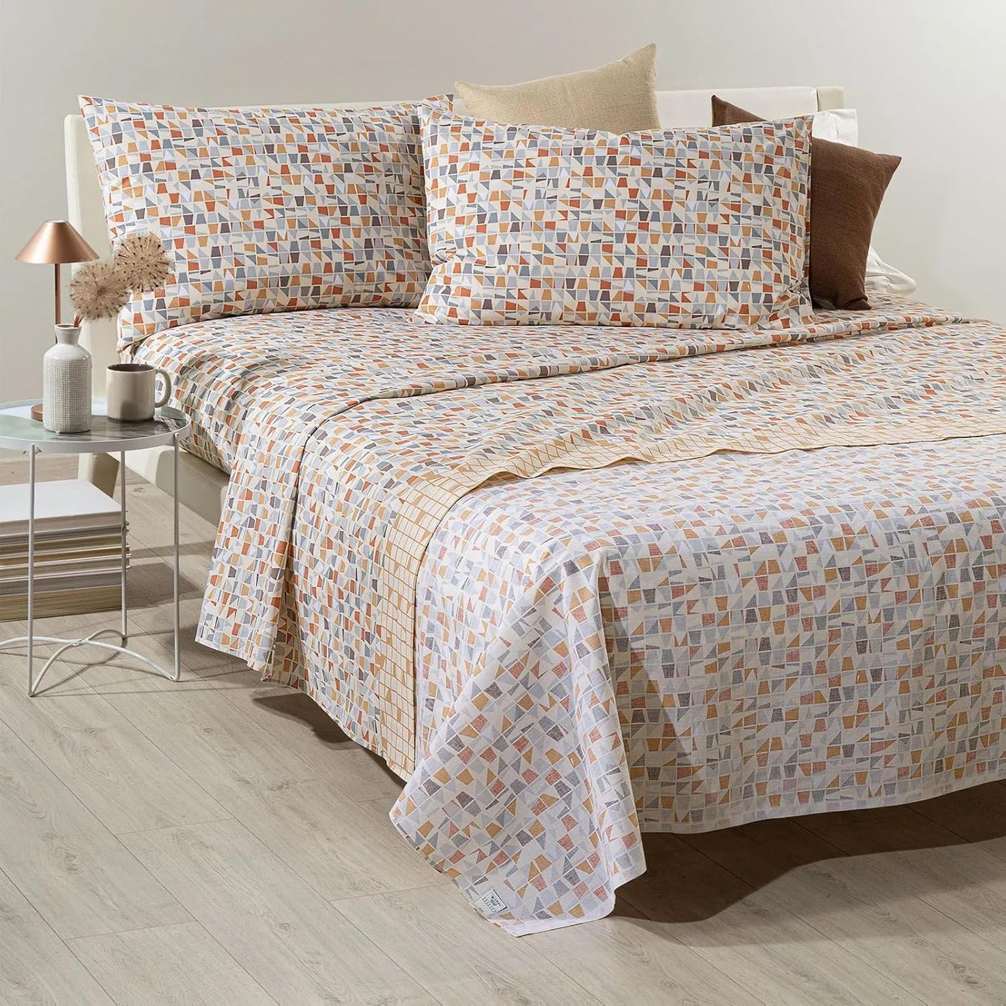 Caleffi Completo lenzuolo matrimoniale in cotone Orleans