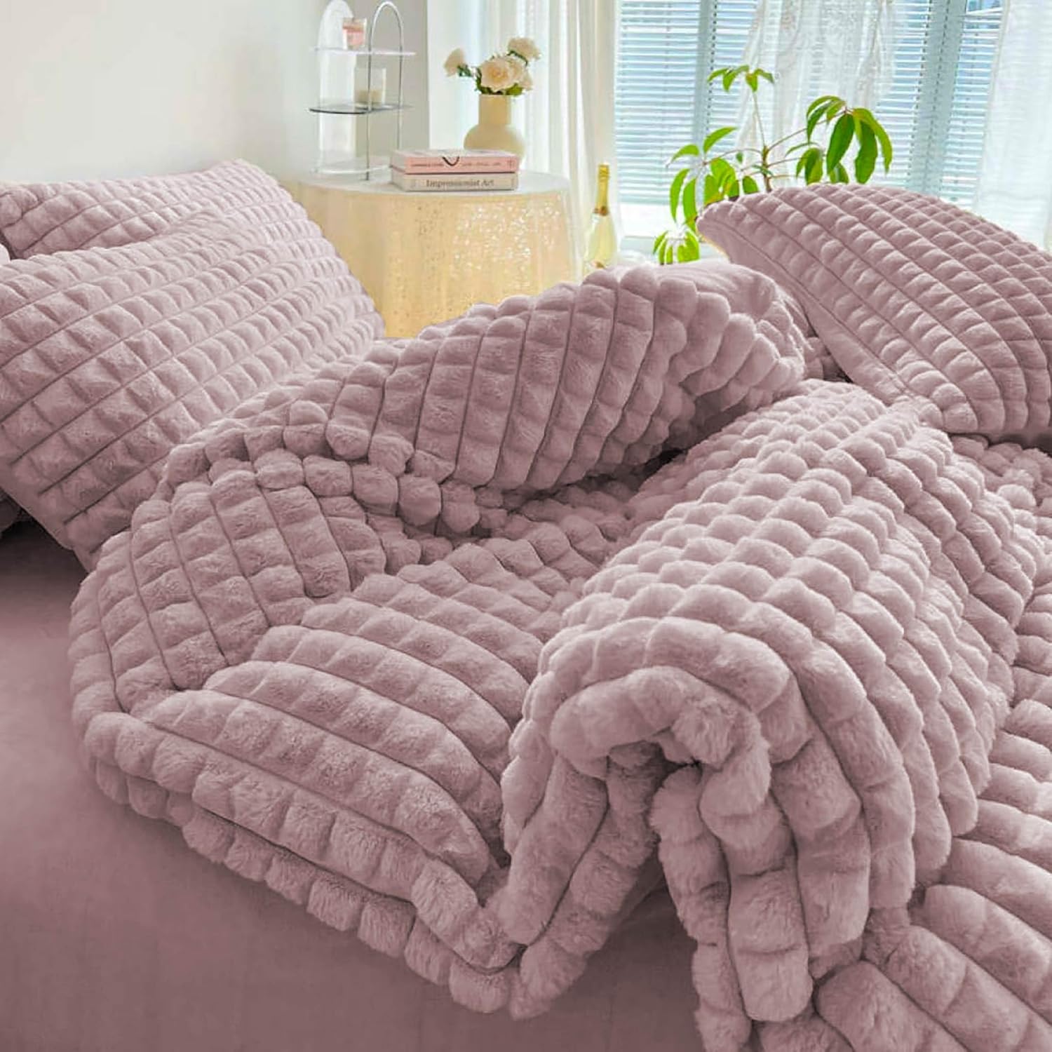 Trapunta Piumone invernale Quadrotta in ecopelliccia Matrimoniale