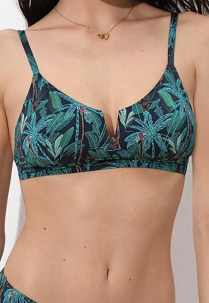 Lovable Parte Alta del Costume Reggiseno Senza Ferretto e Coppe con Apice Alto Modellazione e Sostegno del Seno Contemporary Printed L0EM0