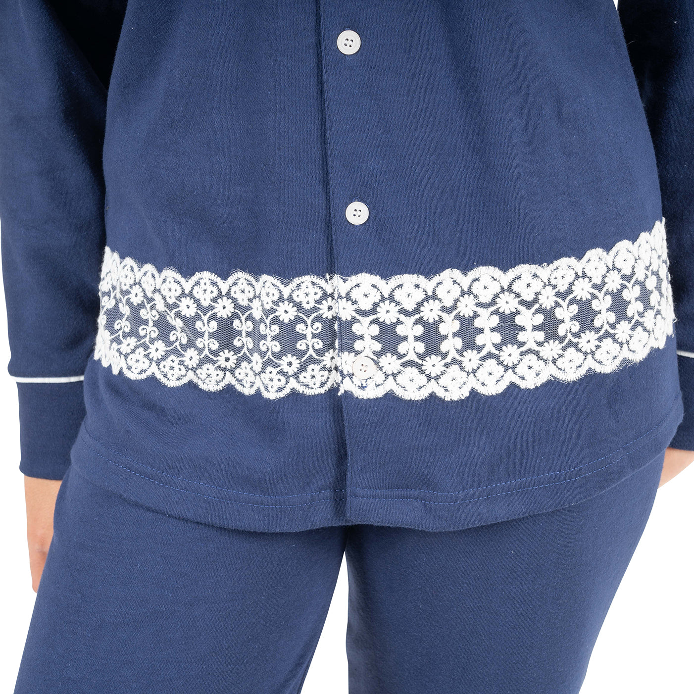 Pigiama Lungo In Spugna Con Polsini, Blu Notte - Casual Essentials Pigiama Lungo In Spugna Con Polsini, Blu Notte - Casual Essentials