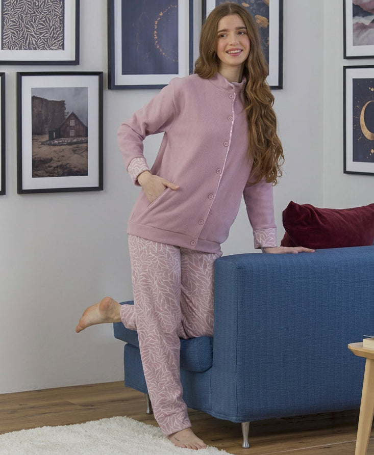 Pigiama Donna Gary Jacquard Aperto Collo Alto 5526