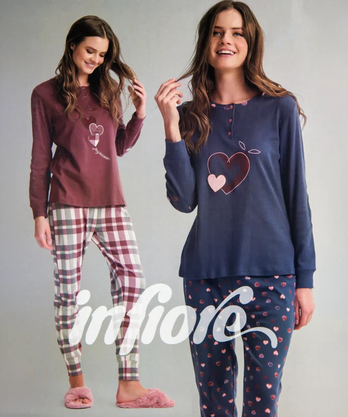 Pigiama lungo donna Infiore interlock 654605
