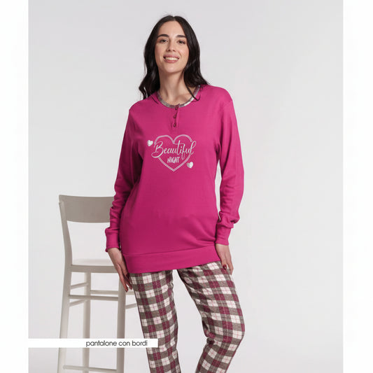 Vanue' Pigiama Donna Serafino In Caldo Cotone VS0666