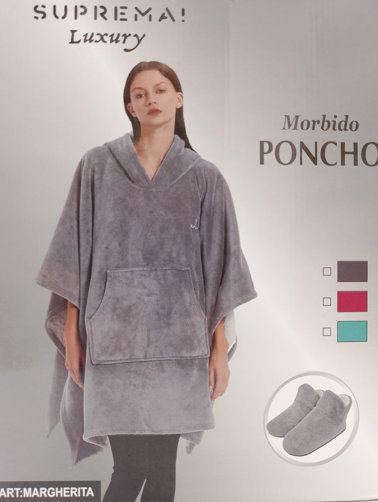Suprema Luxury Poncho con Pantofole - Margherita