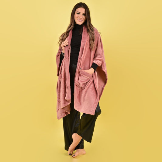 Biancaluna Mantella cappa con tasche in pelliccia