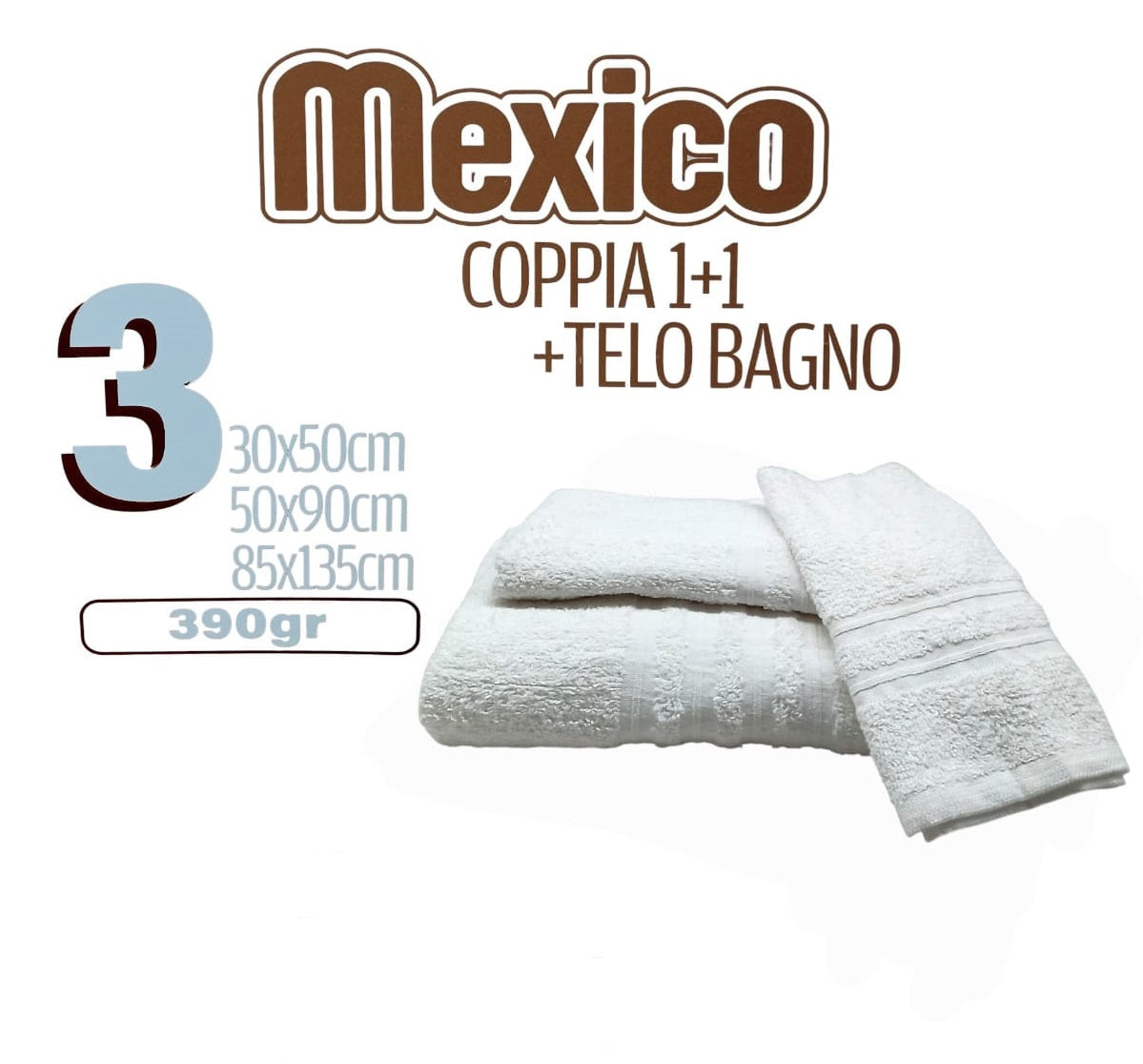 Tris bagno Mexico coppia 1+1 + telo bagno Alejandra