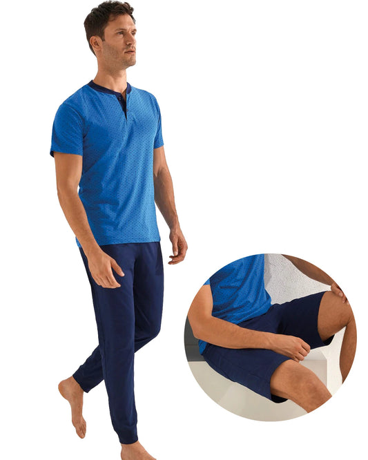 Il Granchio Pigiama Uomo 3 Pezzi Calibrato in Cotone GP1118/TC
