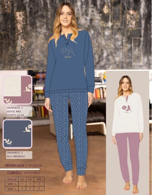 Irge Pigiama Donna Calibrato caldo cotone CDMI223