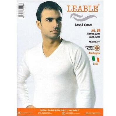 Leable 89 Maglia Uomo scollo V manica lunga Cotone dentro Lana fuori