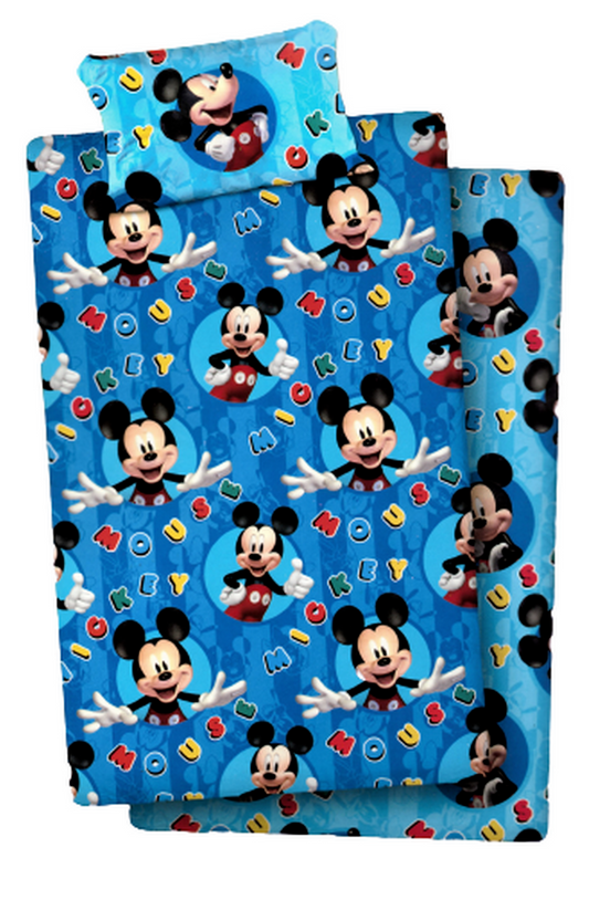 Set Completo Lenzuola Flanella Letto Singolo Disney Topolino Mickey Mouse