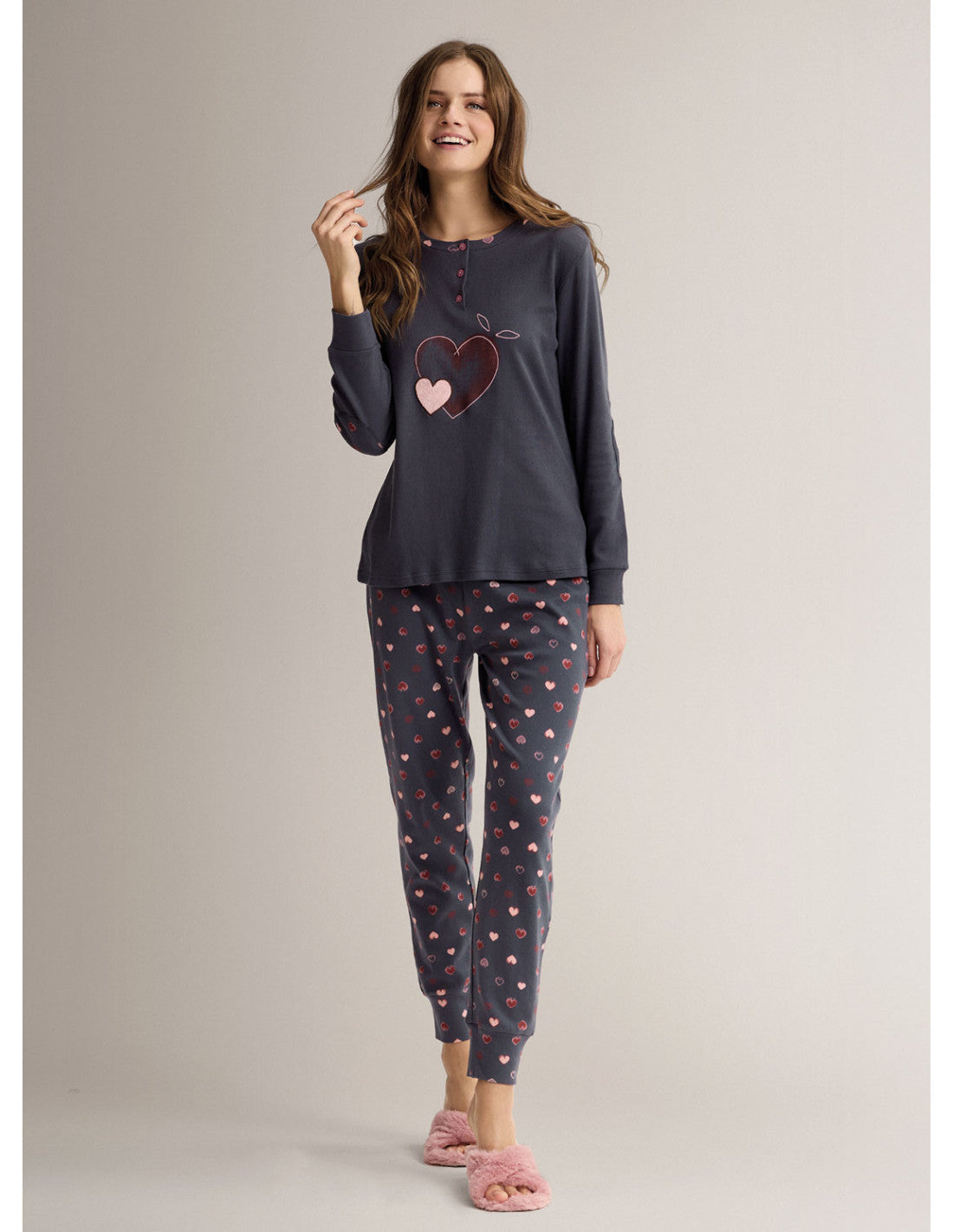 Pigiama lungo donna Infiore interlock 654605